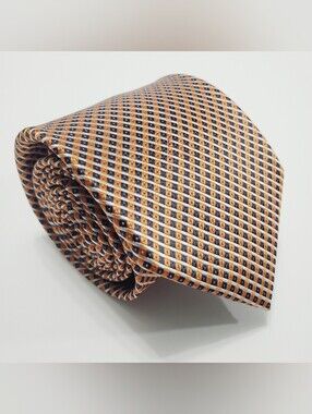 Bill Robinson Men's Neck Tie Orange  Geometric Pattern Jacquard Fabric